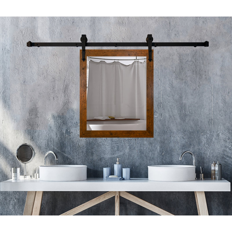 Neace Flat Mirror, 39" H x 33" W, Rustic Dark Walnut