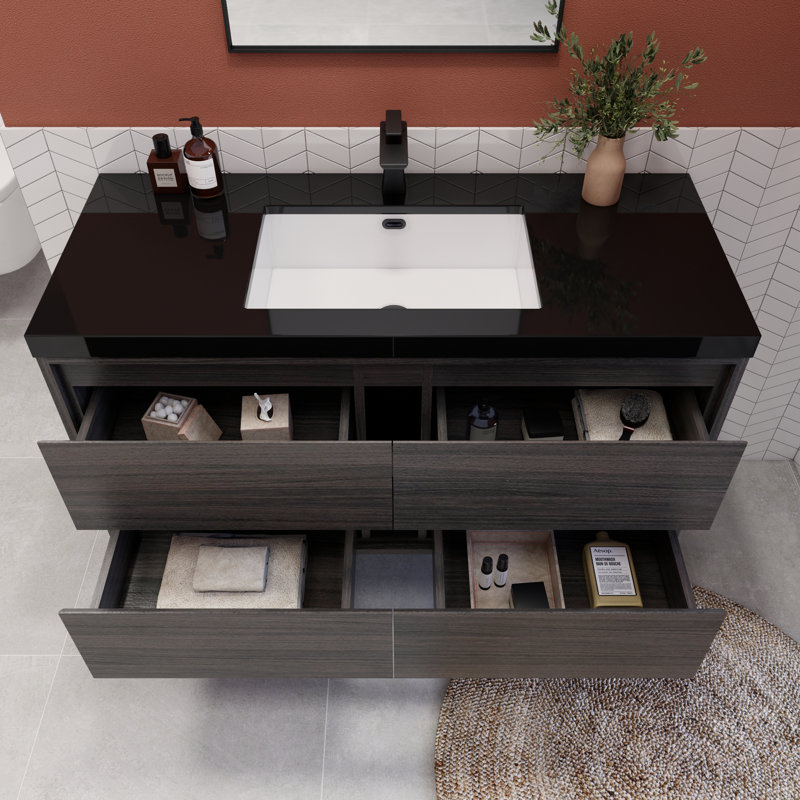 Meuble-lavabo simple l 47,24 po x P 20 po x H 25 po Vickye, Chêne gris