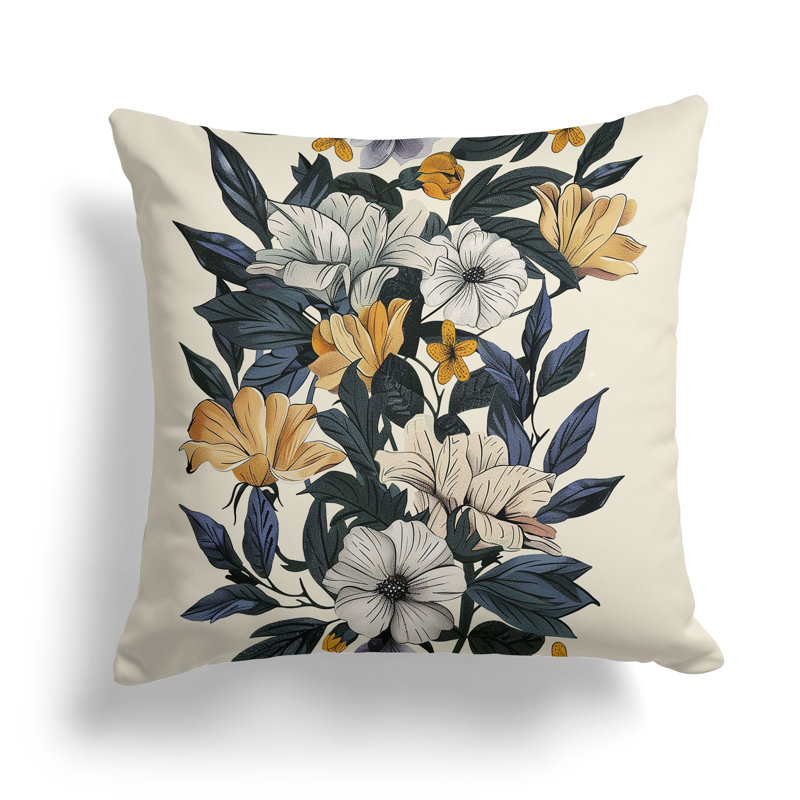 Coussin Divine, H 16 po x l 16 po, Bleu / Beige