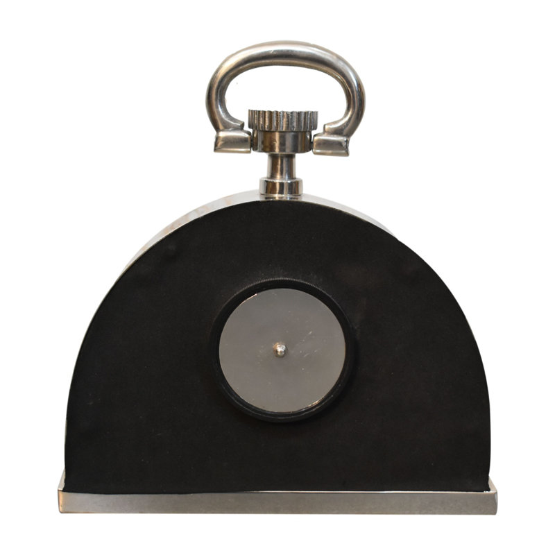 Roman Numeral Metal Electric Tabletop Clock in Black/Brown