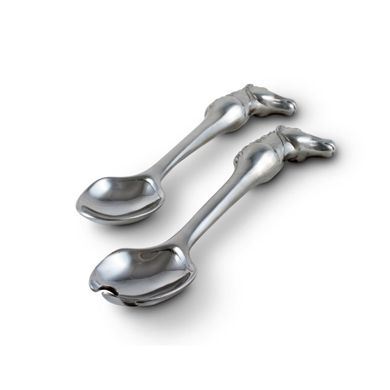 Elegant Silver Horse Head Aluminum Salad Servers