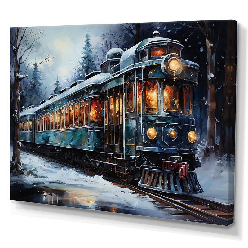 «Christmas Train Journey III - Transport train», reproduction sur toile, H 16 po x l 32 po x P 1 po, Toile tendue