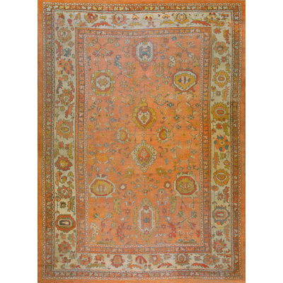 Graceful Antique Turkish Oushak Small Rug with Subtle Pastel Allover Design