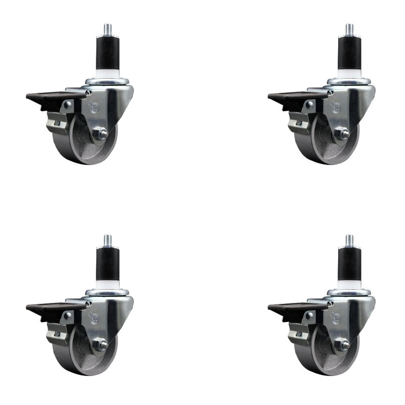 Ensemble de roulettes extensibles pivotantes 3 pouces 1 1/2 po avec frein SCC