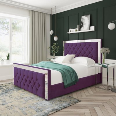 Naples Velvet Upholstered Ottoman Bed Frame