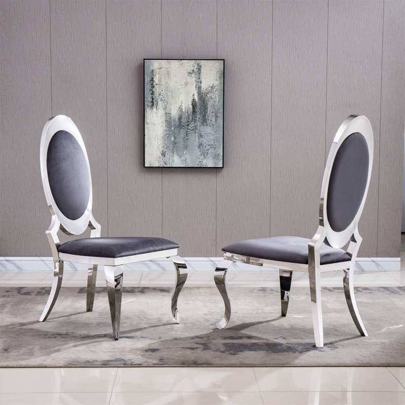 Chaise de salle à manger rembourrée Hurman, Purple, Argent