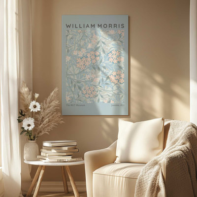 Pale Blue Jasmine by William Morris Canvas Print in a Maple Frame