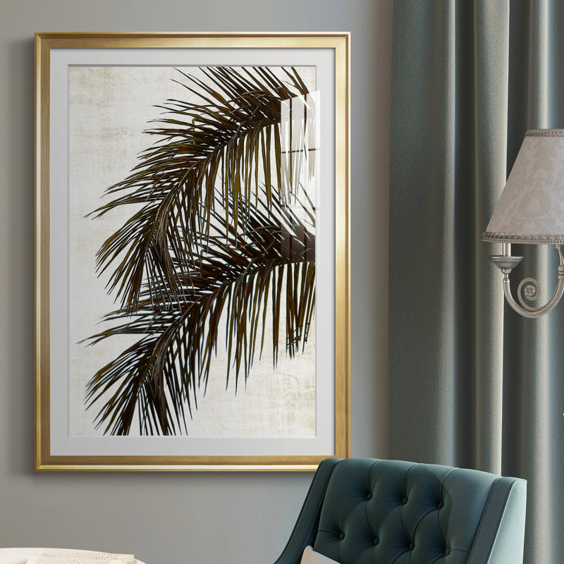 Palmier II - peinture encadrée, H 30,5 po x l 42,5 po x P 1,5 po, Or