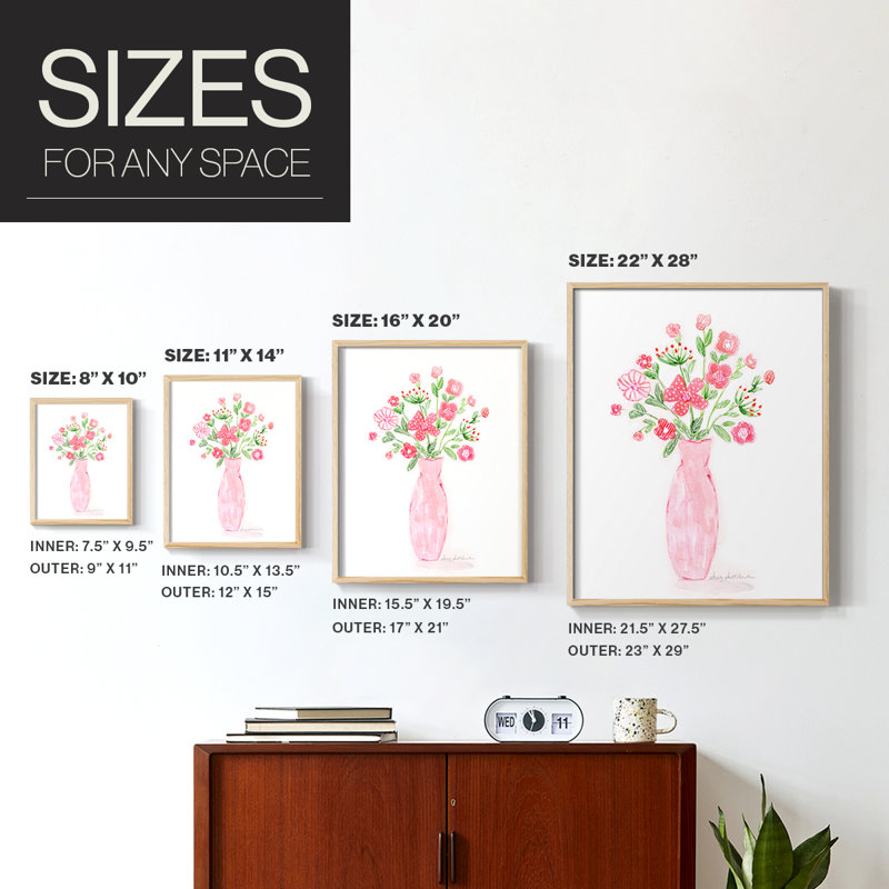 Boho Pinwheel Bouquet I, reproduction encadrée - bois massif, H 11 po x l 9 po