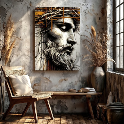 Abstrait, Portrait de Jésus, peinture moderne, dessin au trait, impression sur toile, abstrait moderne