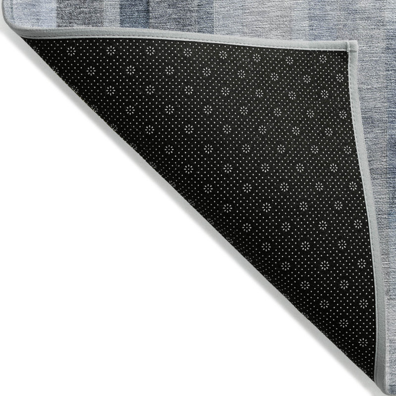 Tapis intérieur lavable rayé bleu 9 pi x 12 pi
