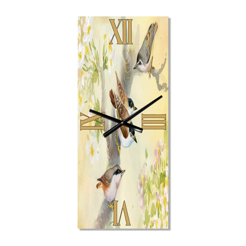 Horloge murale oiseaux sur un pommier en fleurs, Grand