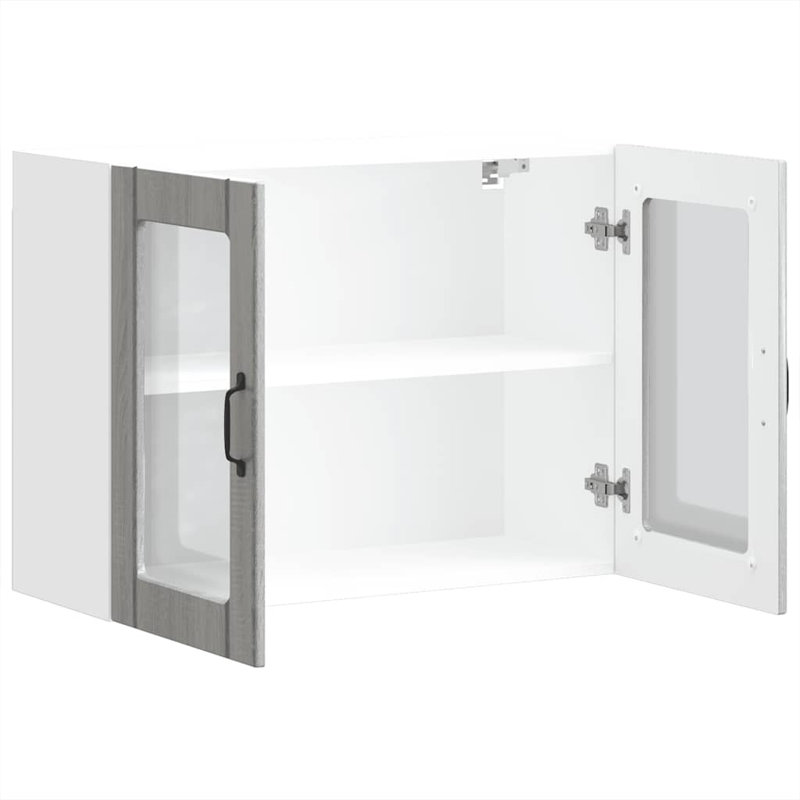Kitchen Wall Cabinet With Glass Door Lucca Engineered Wood, Grey Sonoma, 60cm H x 80cm W x 31cm D