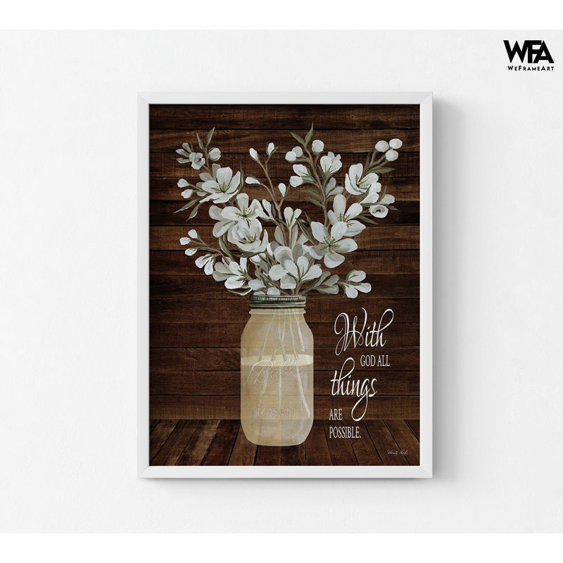 «All Things Are possible» par Cindy Jacobs, impression encadrée de Matthew 19:26, idée de cadeau de vase floral, décoration de maison moderne fleur délicate