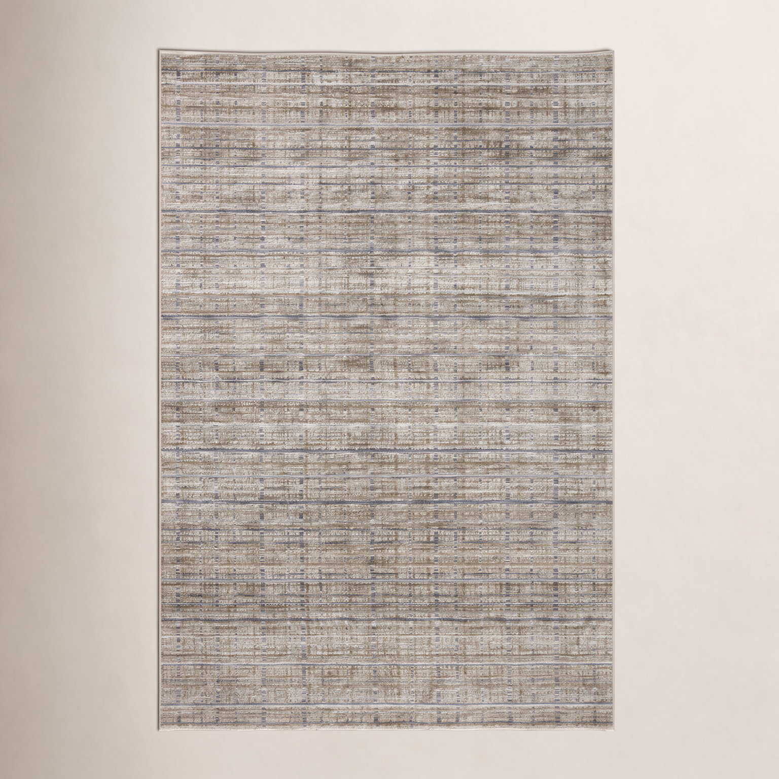 Beige Gray Striped Rug, Rectangle 3'6" x 5'6"