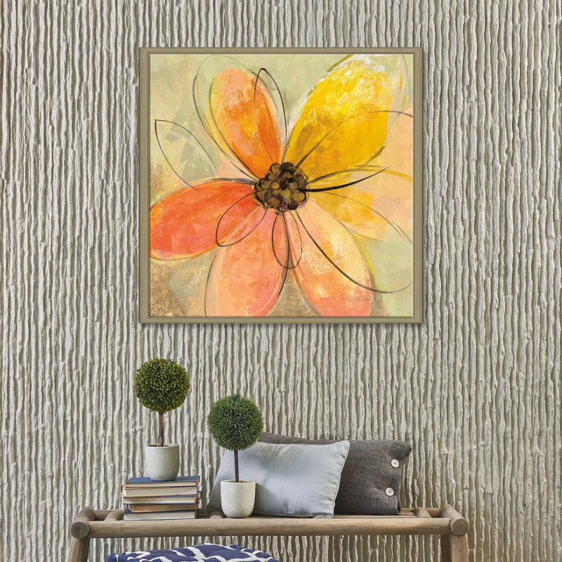 «Neon Floral II», reproduction de peinture à l'aquarelle sur toile, H 27,5 po x l 27,5 po x P 2 po, Cadre flottant champagne