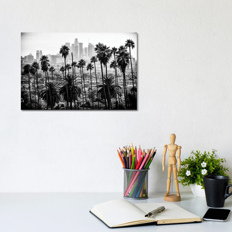 Black California Series - Los Angeles Skyline - Wrapped Canvas Print, 20.32 cm H x 30.48 cm W