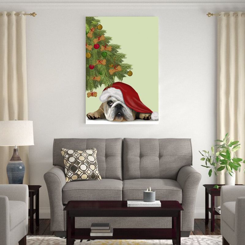 «English Bulldog, Cookie Tree» par Fab Funky - impression sur toile tendue, H 48 po x l 32 po