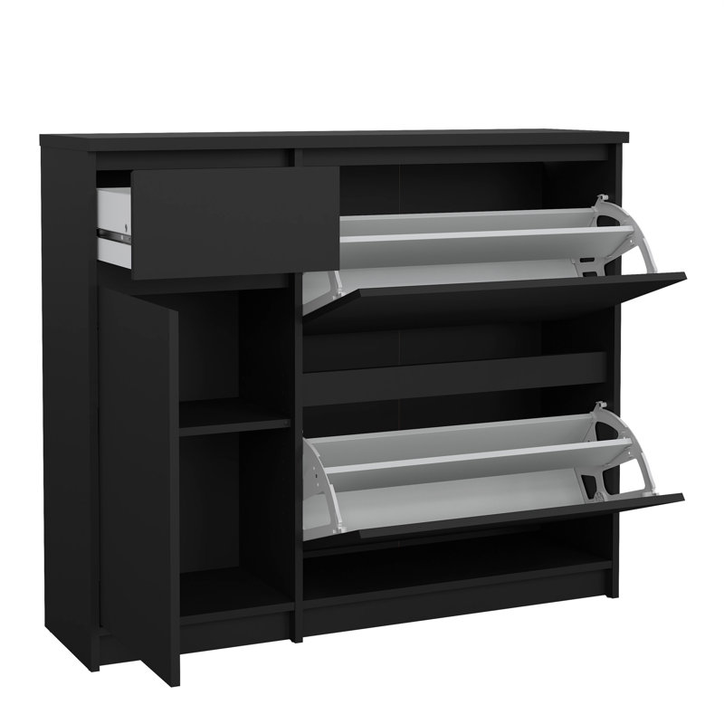 Aveon 12 Pair Shoe Storage Cabinet, Black Matt