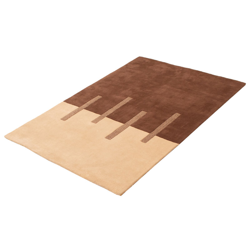 Tapis brun foncé en laine touffeté à la main Aimiejit