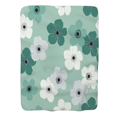 Fleurs sarcelle minimalistes - 1 pièce Sherpa Premium