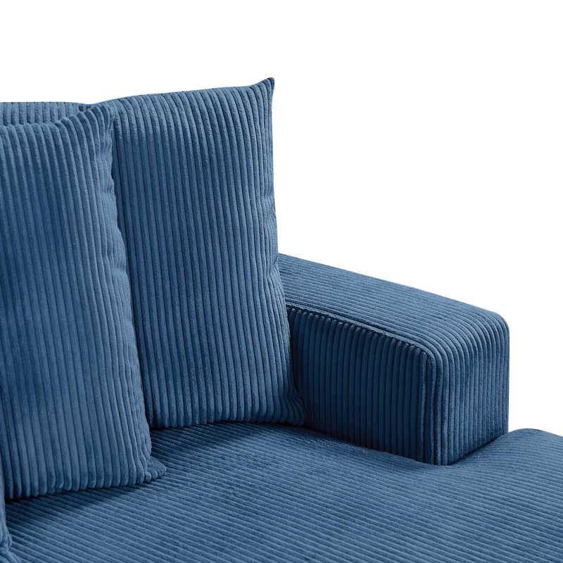 Amiin Corduroy L-Shaped Sectional, Right Hand Facing, Blue Corduroy