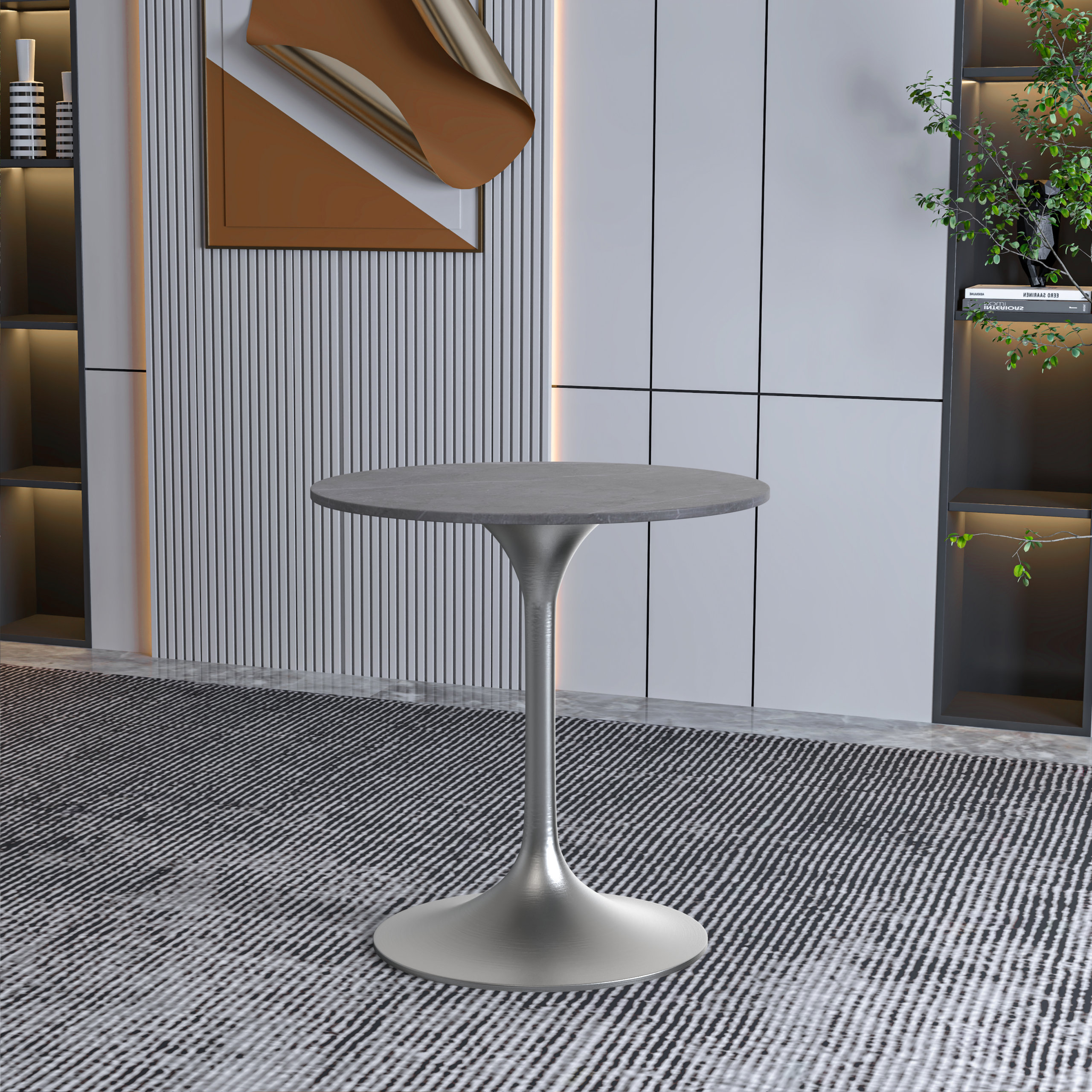 George Oliver Heatherton 27" Round Dining Table with Sintered Stone Top ...