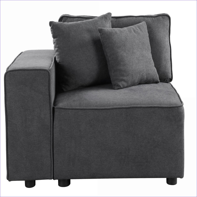 Fauteuil d'appoint rembourré gris anthracite à dossier gauche, siège simple confortable pour adultes, siège supplémentaire pour la chambre à coucher du salon