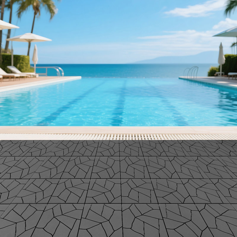 Stone Style 12" Patio Deck Tiles, Grey