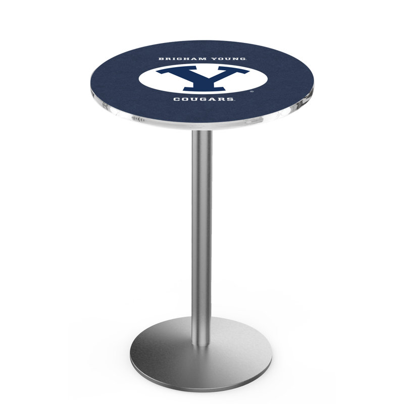 Round Metal Base Dining Table, Stainless Steel, Brigham Young University