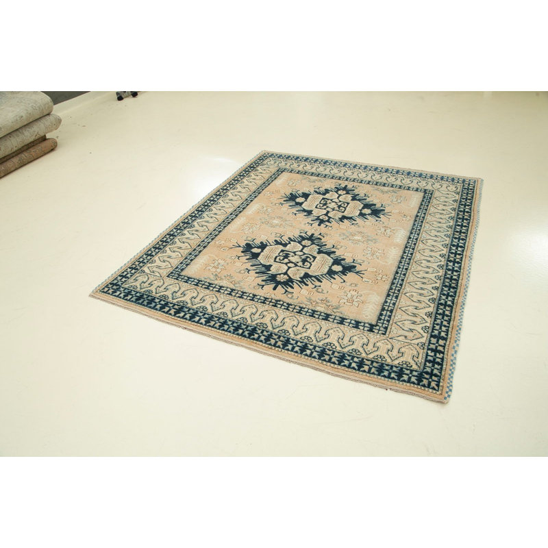 Tapis turc rétro fait à la main 5 x 6 Anatolian