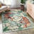 Oriental Tiger Print with Floral Machine Washable Area Rug-2089274480