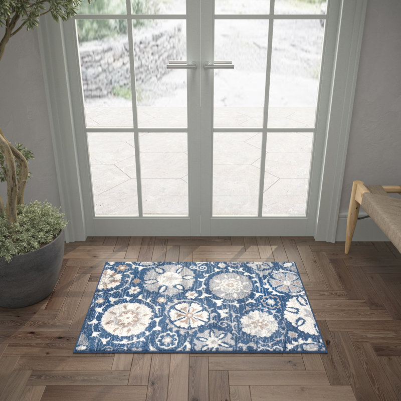 Tapis bleu marine Majoros, Rectangle 2 pi x 3 pi