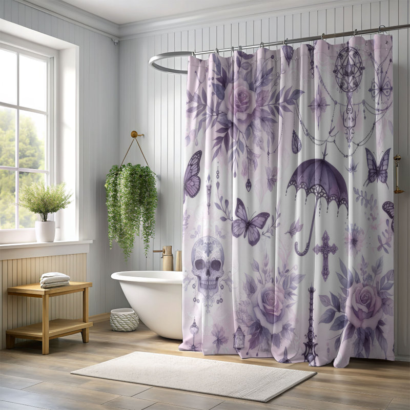 Rideau de douche 1 pièce Lilac Goth, H 74 po x l 71 po