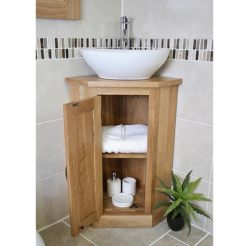 Ledbury Free-standing Corner Vanity Unit with ceramic basin & tap.