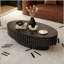 Table basse ovale avec relief fabriqué à la main et conception en forme d'olive-1728857929