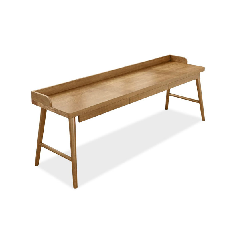 Bureau rectangulaire brun en bois massif avec 3 tiroirs, H 33,46 po x L 70,87 po x l 23,62 po