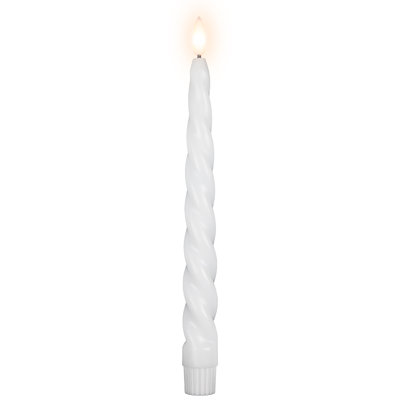 LED Flameless Flickering Taper Swirled Christmas Candles - 9.5" - White - Set Of 2
