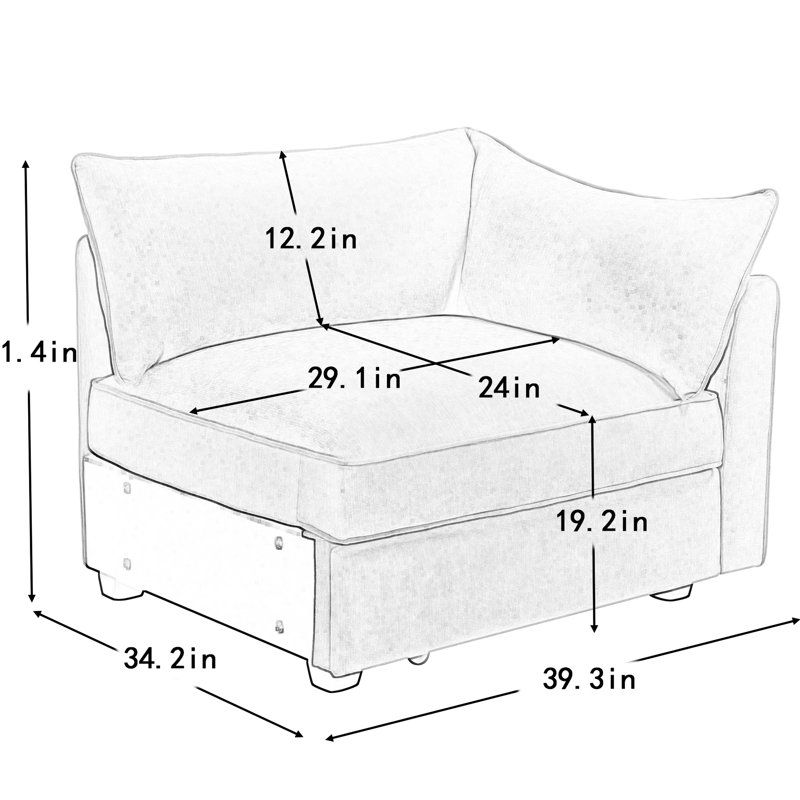 With Orange Chenille, Clean Line And Pull - Out Seat Drawer Integrated Armrest Cushions, Hidden Comfortable Sitting Area