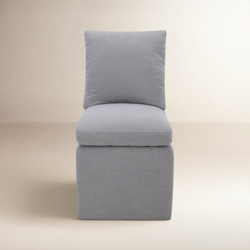 Alayaa Upholstered Side Chair, Effie Gray Performance Linen
