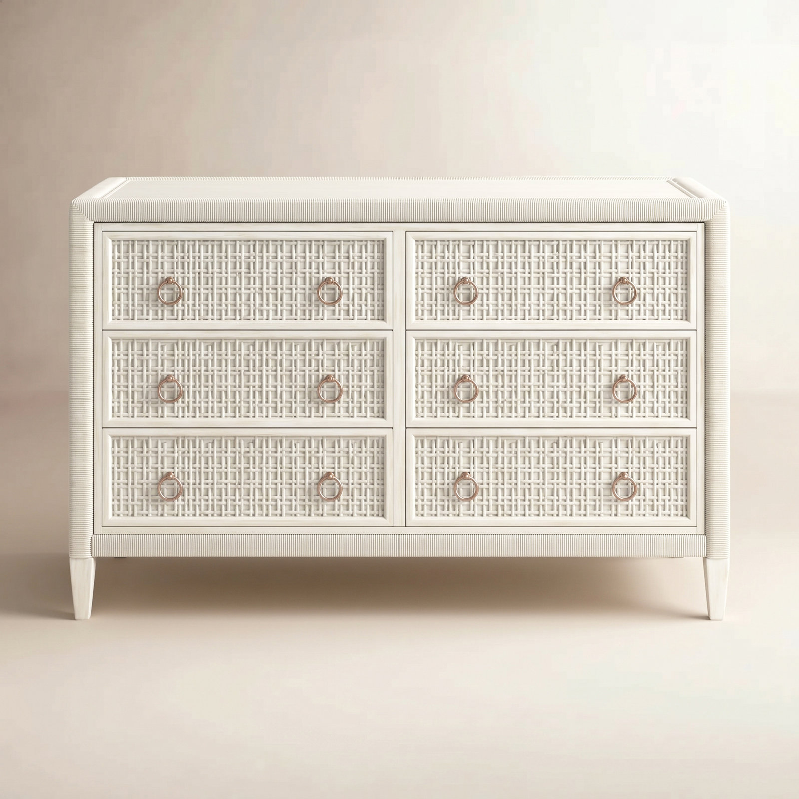 Monterey 6 Drawer 54'' W Dresser, Bisque, Yes, Satin Nickel