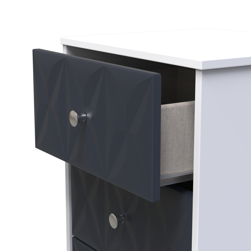 San Jose Bedside Table, Indigo Matt/White Matt