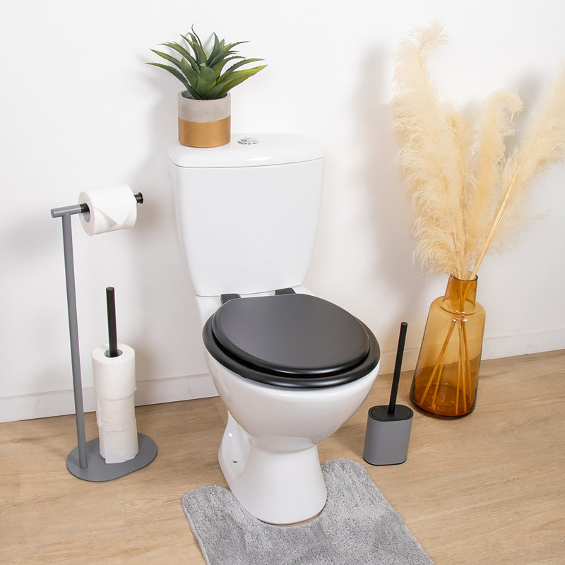 Round Molded Wood Toilet Seat 17 Inches, Black
