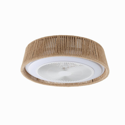 Ventilateur de plafond tressé 21 po Bohemian, télécommande silencieuse avec fonction de minuterie, température de couleur réglable, convient à la chambre à coucher et au salon