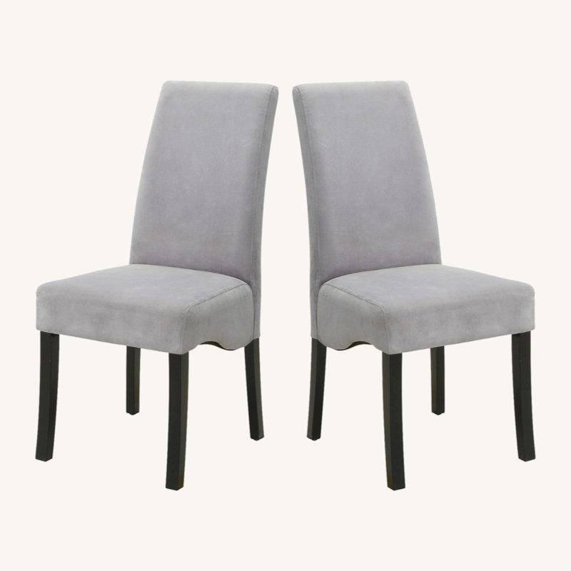 Ensemble de 2 chaises d'appoint rembourrées en velours, gris et noir