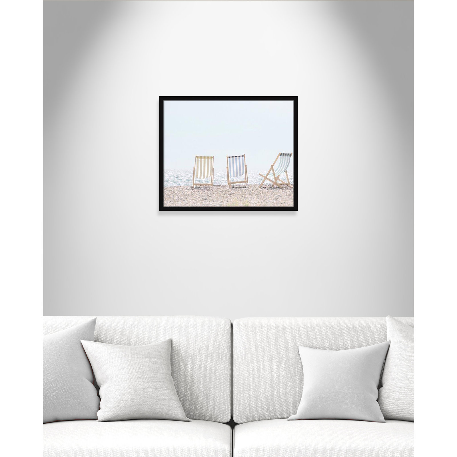 Adriatica "Beach Chairs" Print by Leah Straatsma, 21.5" H x 25.5" W x 1.25" D, Satin Black