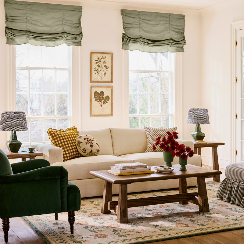 Cayden Upholstered 96'' Sofa, Bevin Natural Linen Blend
