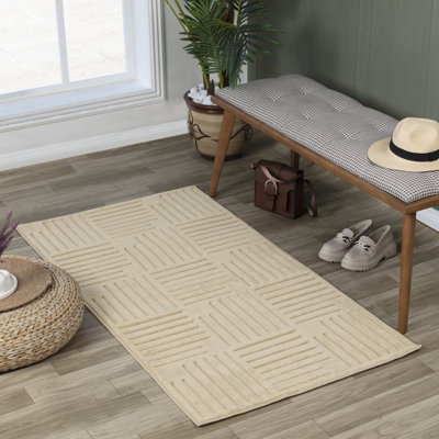 Sesame Modern Outdoor Rug, Geometric Stain Resistant Easy to Clean Rug For Patio, Balcony, & Garden