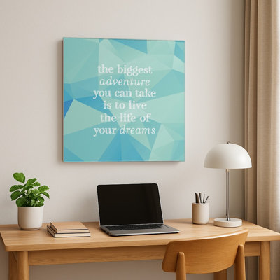 La plus grande aventure que vous puissiez vivre est de réaliser vos rêves — Tableau noir vieilli — Décoration murale carrée en métal