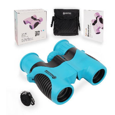 Kids Binocular 8X Zoom 21mm Objective lens 2 color variations: Blue and Pink